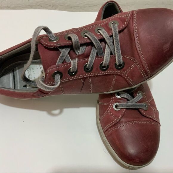 Joseph Siebel Red Distressed Leather Sneaker size 38 - Picture 5 of 10